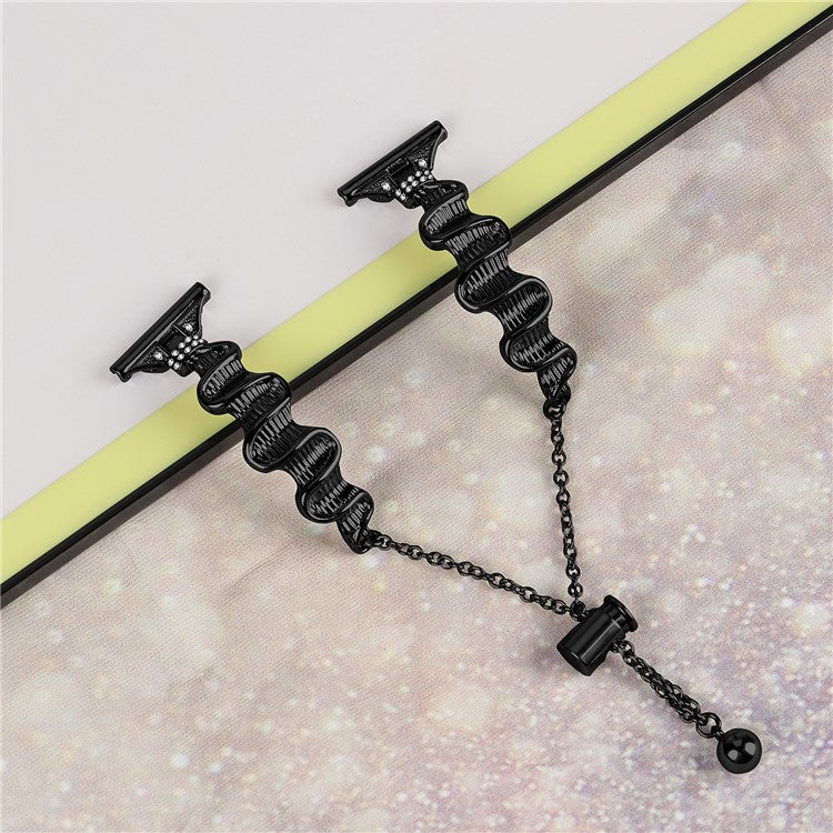 For Samsung Galaxy Watch Active / Active2 40mm / Active2 44mm Rhinestone Decor Stainless Steel Watch Band 20mm Bracelet Strap - Black