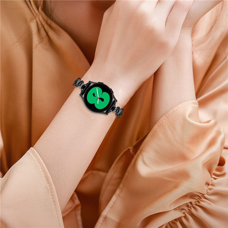 For Samsung Galaxy Watch Active / Active2 40mm / Active2 44mm Rhinestone Decor Stainless Steel Watch Band 20mm Bracelet Strap - Black