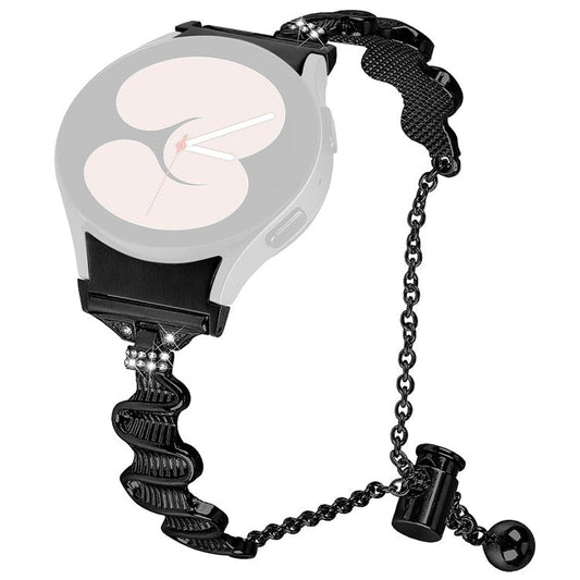 For Samsung Galaxy Watch6 40mm / 44mm / Watch6 Classic 43mm Watch Band with Connector Alloy Bracelet Strap - Black