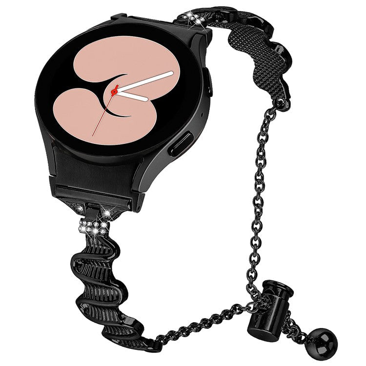 For Samsung Galaxy Watch6 40mm / 44mm / Watch6 Classic 43mm Watch Band with Connector Alloy Bracelet Strap - Black