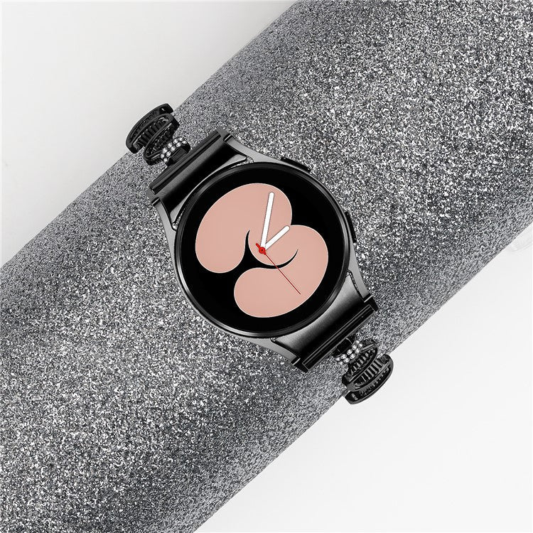 For Samsung Galaxy Watch6 40mm / 44mm / Watch6 Classic 43mm Watch Band with Connector Alloy Bracelet Strap - Black