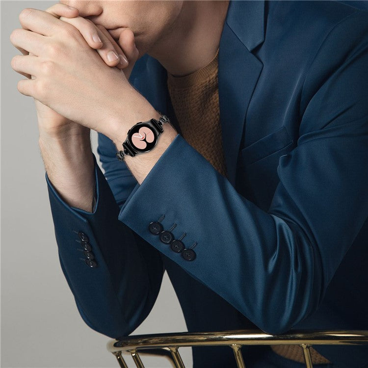 For Samsung Galaxy Watch6 40mm / 44mm / Watch6 Classic 43mm Watch Band with Connector Alloy Bracelet Strap - Black