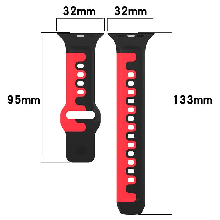 Watch Band for Apple Watch Series 10 46mm / Ultra 2 Ultra 49mm /  Series 9 8 7 45mm / 6 5 4 SE (2023) SE (2022) SE 44mm / 3 2 1 42mm Dual-Color Silicone Strap - Pink / White