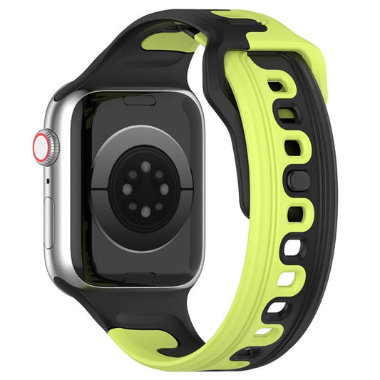Watch Strap for Apple Watch Series 10 42mm / 9 8 7 41mm / SE (2023) SE (2022) SE 6 5 4 40mm / 3 2 1 38mm Dual-Color Silicone Band - Black / Green