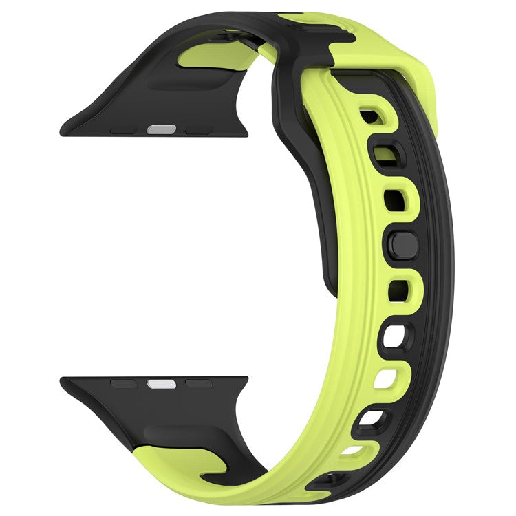 Watch Strap for Apple Watch Series 10 42mm / 9 8 7 41mm / SE (2023) SE (2022) SE 6 5 4 40mm / 3 2 1 38mm Dual-Color Silicone Band - Black / Green