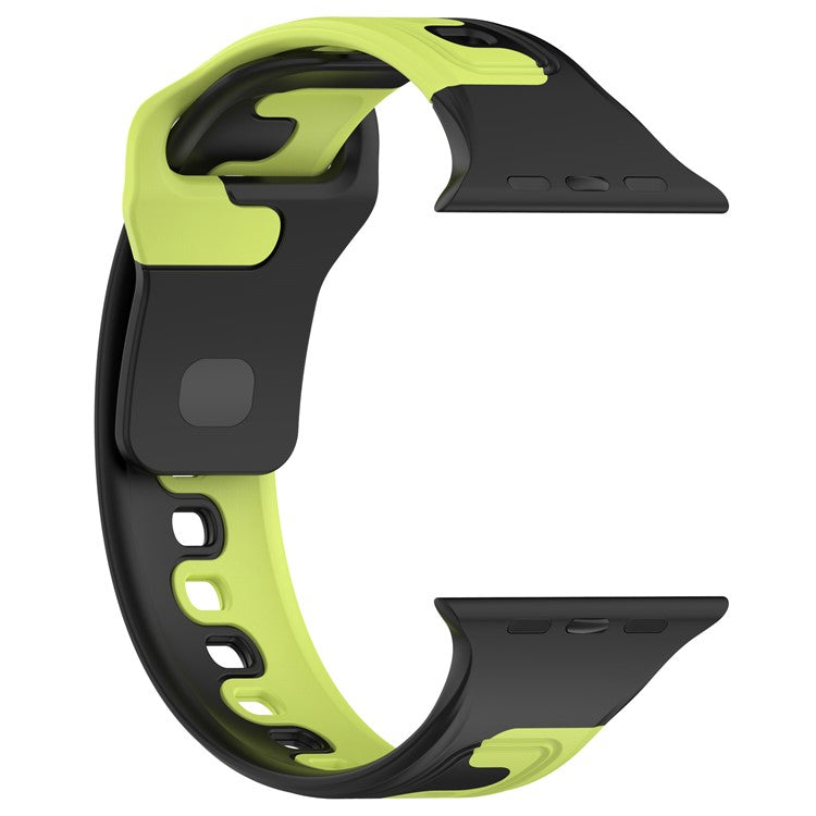 Watch Strap for Apple Watch Series 10 42mm / 9 8 7 41mm / SE (2023) SE (2022) SE 6 5 4 40mm / 3 2 1 38mm Dual-Color Silicone Band - Black / Green