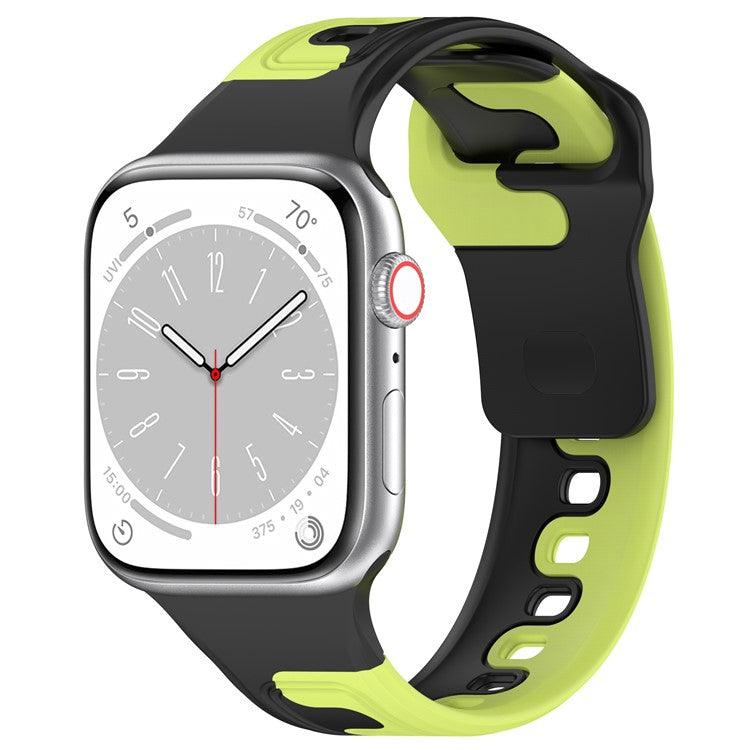 Watch Strap for Apple Watch Series 10 42mm / 9 8 7 41mm / SE (2023) SE (2022) SE 6 5 4 40mm / 3 2 1 38mm Dual-Color Silicone Band - Black / Green