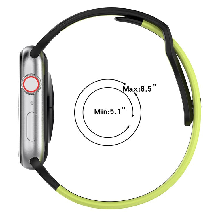 Watch Strap for Apple Watch Series 10 42mm / 9 8 7 41mm / SE (2023) SE (2022) SE 6 5 4 40mm / 3 2 1 38mm Dual-Color Silicone Band - Black / Green