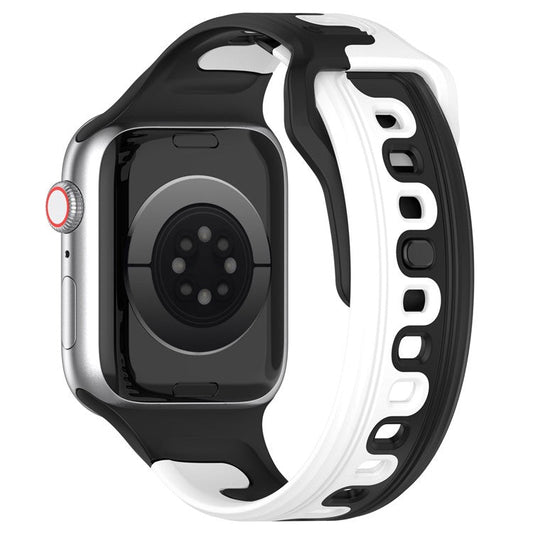 Watch Strap for Apple Watch Series 10 42mm / 9 8 7 41mm / SE (2023) SE (2022) SE 6 5 4 40mm / 3 2 1 38mm Dual-Color Silicone Band - Black / White