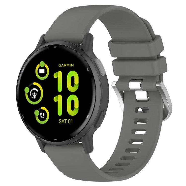For Garmin vivoactive 5 / GarminActive 5 Watch Band 20mm Silicone Strap with Steel Buckle - Dark Grey