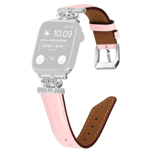 Watch Bracelet Band for Apple Watch Series 10 42mm / 9 8 7 41mm / SE (2023) SE (2022) SE 6 5 4 40mm / 3 2 1 38mm Rhinestone Band with Silver Buckle - Pink