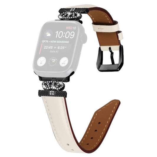 Rhinestone Band for Apple Watch Series 10 42mm / 9 8 7 41mm / SE (2023) SE (2022) SE 6 5 4 40mm / 3 2 1 38mm Black Buckle Watch Strap - Apricot