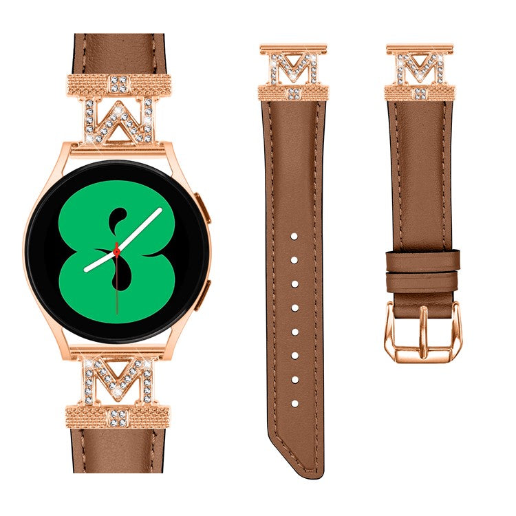 For Huami Amazfit Cheetah Pro Replacement Strap with Rose Gold Buckle, 20mm M-Shape Connector Watch Band - Brown