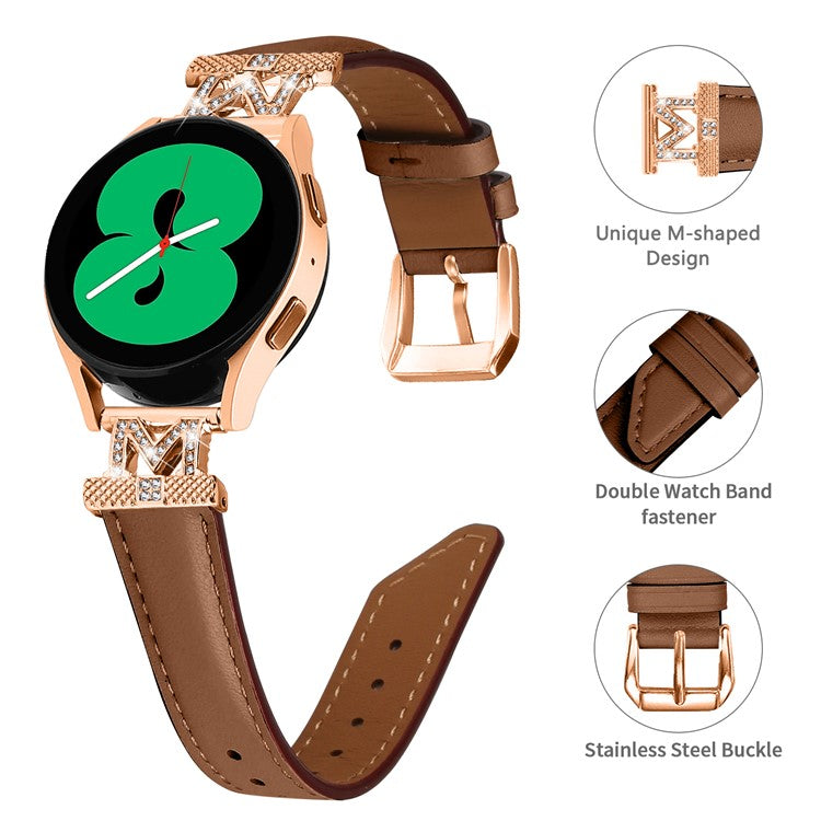 For Huami Amazfit Cheetah Pro Replacement Strap with Rose Gold Buckle, 20mm M-Shape Connector Watch Band - Brown