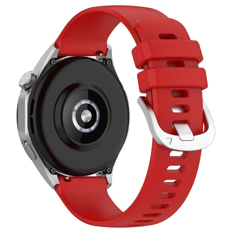 For Huawei Watch GT 5 Pro 46mm / GT 5 46mm / GT 4 46mm / Samsung Galaxy Watch3 45mm Watch Band 22mm Liquid Silicone Strap with Steel Buckle - Red