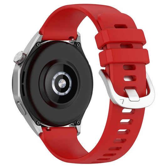 For Huawei Watch GT 5 Pro 46mm / GT 5 46mm / GT 4 46mm / Samsung Galaxy Watch3 45mm Watch Band 22mm Liquid Silicone Strap with Steel Buckle - Red