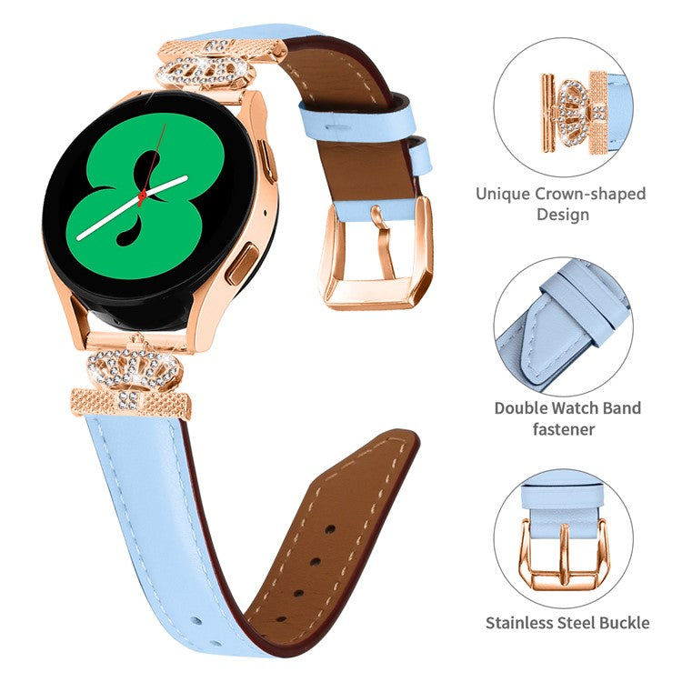 For Samsung Galaxy Watch3 41mm / Watch 5 40mm / 44mm Watch Band Rose Gold Buckle 20mm Watch Strap - Blue