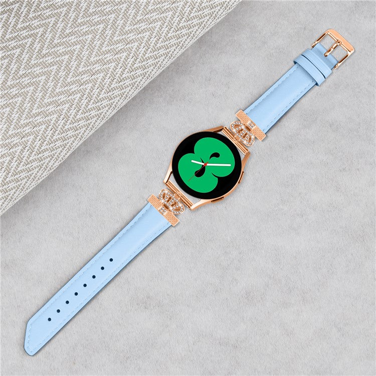 For Samsung Galaxy Watch3 41mm / Watch 5 40mm / 44mm Watch Band Rose Gold Buckle 20mm Watch Strap - Blue