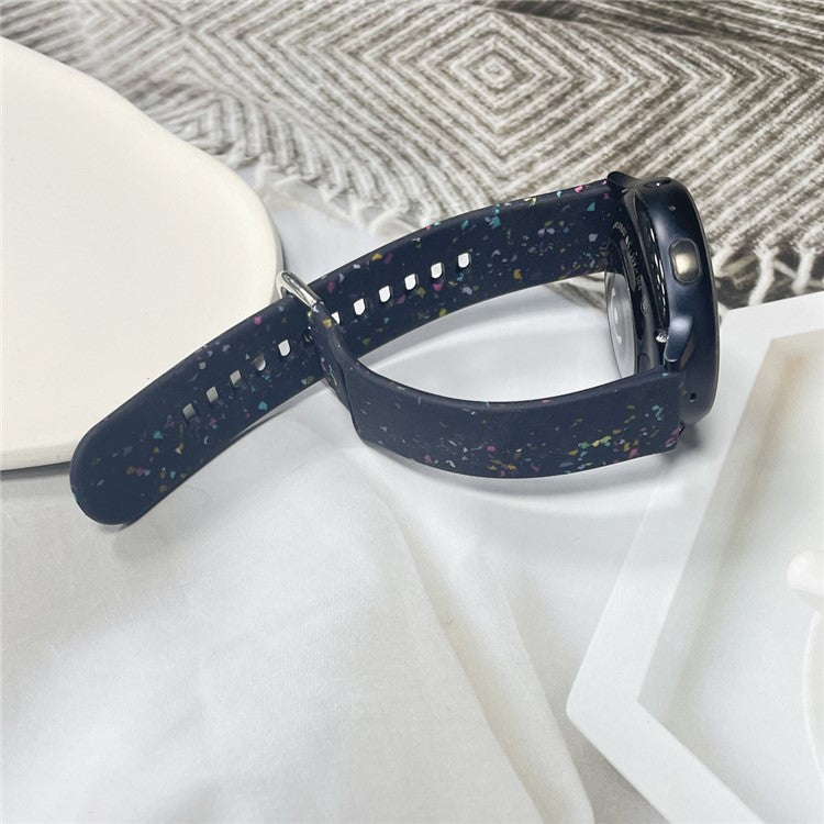 For Samsung Galaxy Watch3 45mm / Huawei Watch GT Watch Band 22mm Silicone Pattern Sport Strap - Dark Blue