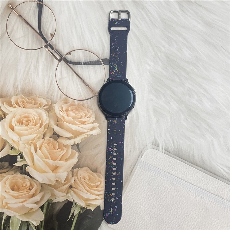 For Samsung Galaxy Watch3 41mm / Huawei Watch GT 2 42mm Replacement Band 20mm Silicone Pattern Watch Strap - Dark Blue