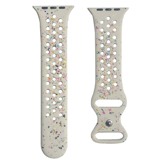Silicone Band for Apple Watch Series 10 46mm / Ultra 2 Ultra 49mm /  Series 9 8 7 45mm / 6 5 4 SE (2023) SE (2022) SE 44mm / 3 2 1 42mm Pattern Watch Strap - Starlight