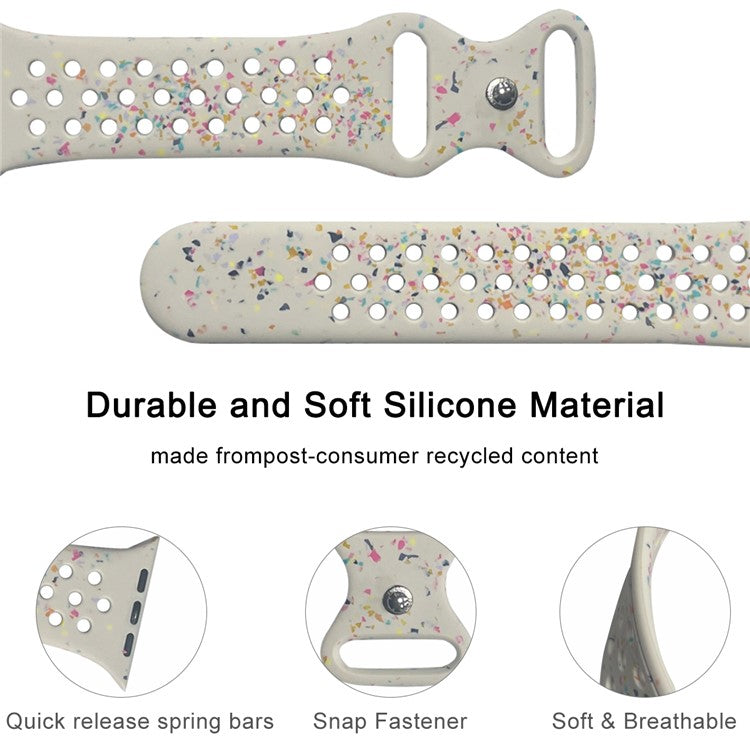 Silicone Band for Apple Watch Series 10 46mm / Ultra 2 Ultra 49mm /  Series 9 8 7 45mm / 6 5 4 SE (2023) SE (2022) SE 44mm / 3 2 1 42mm Pattern Watch Strap - Starlight