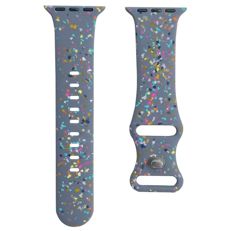 Silicone Watch Band for Apple Watch Series 10 42mm / 9 8 7 41mm / SE (2023) SE (2022) SE 6 5 4 40mm / 3 2 1 38mm , 8-shaped Buckle Pattern Strap - Blue Grey