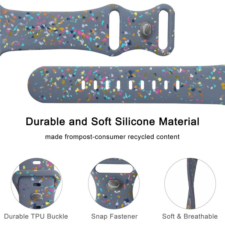 Silicone Watch Band for Apple Watch Series 10 42mm / 9 8 7 41mm / SE (2023) SE (2022) SE 6 5 4 40mm / 3 2 1 38mm , 8-shaped Buckle Pattern Strap - Blue Grey