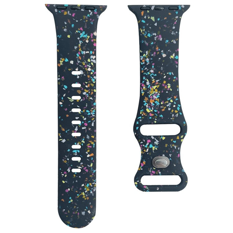 Silicone Watch Band for Apple Watch Series 10 42mm / 9 8 7 41mm / SE (2023) SE (2022) SE 6 5 4 40mm / 3 2 1 38mm , 8-shaped Buckle Pattern Strap - Dark Blue
