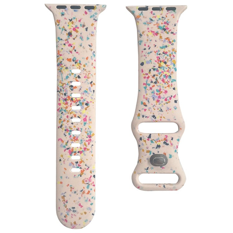 Pattern Band for Apple Watch Series 10 46mm / Ultra 2 Ultra 49mm /  Series 9 8 7 45mm / 6 5 4 SE (2023) SE (2022) SE 44mm / 3 2 1 42mm Silicone Watch Strap - Pink