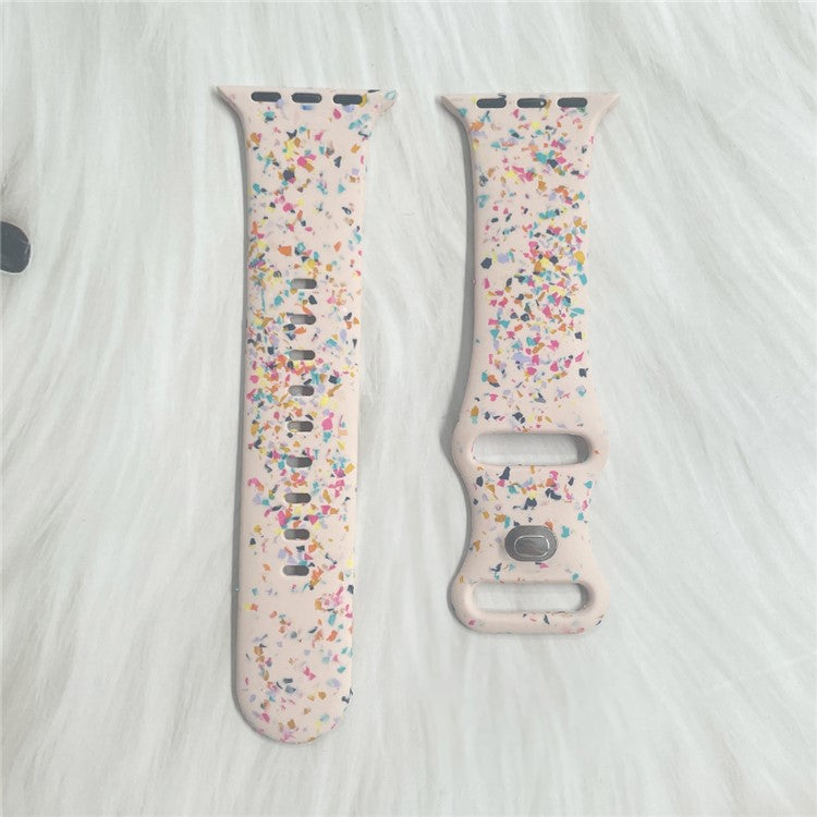 Pattern Band for Apple Watch Series 10 46mm / Ultra 2 Ultra 49mm /  Series 9 8 7 45mm / 6 5 4 SE (2023) SE (2022) SE 44mm / 3 2 1 42mm Silicone Watch Strap - Pink