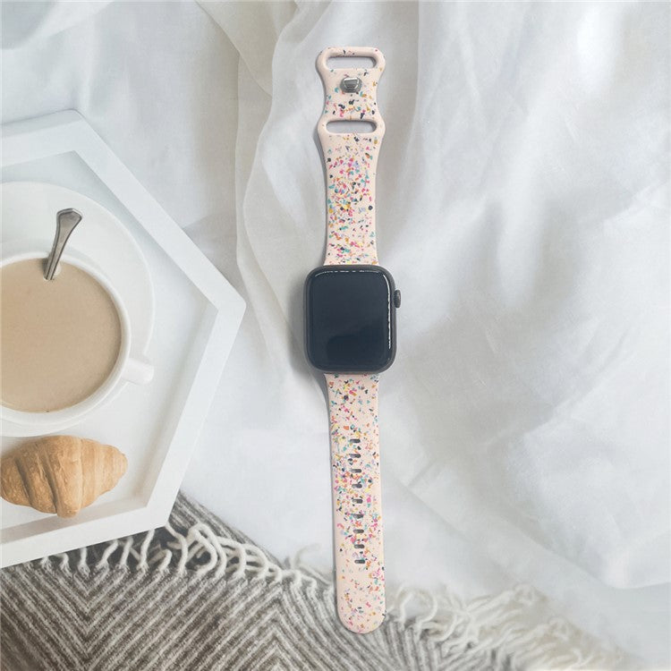 Pattern Band for Apple Watch Series 10 46mm / Ultra 2 Ultra 49mm /  Series 9 8 7 45mm / 6 5 4 SE (2023) SE (2022) SE 44mm / 3 2 1 42mm Silicone Watch Strap - Pink