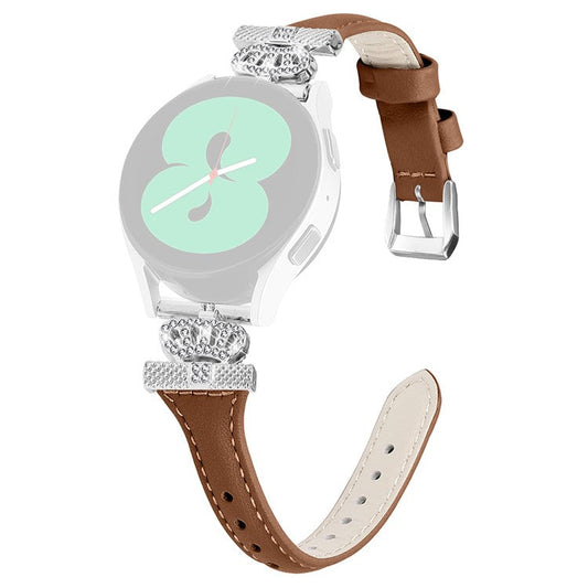 For Huami Amazfit Cheetah Pro Silver Buckle Watchband 20mm Strap with Crown-shape Connector - Brown