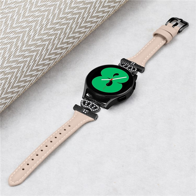 For Samsung Galaxy Watch3 41mm / Watch4 40 / 44mm / Watch 5 40 / 44mm / Watch4 Classic 42 / 46mm Watchband Black Buckle 20mm Watch Strap - Apricot