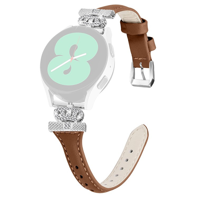 Silver Buckle 20mm Strap for Samsung Galaxy Watch3 41mm  /  Watch4  /  Watch5  /  Watch4 Classic  /  Watch4 Active  /  Watch5 Active Watchband - Brown