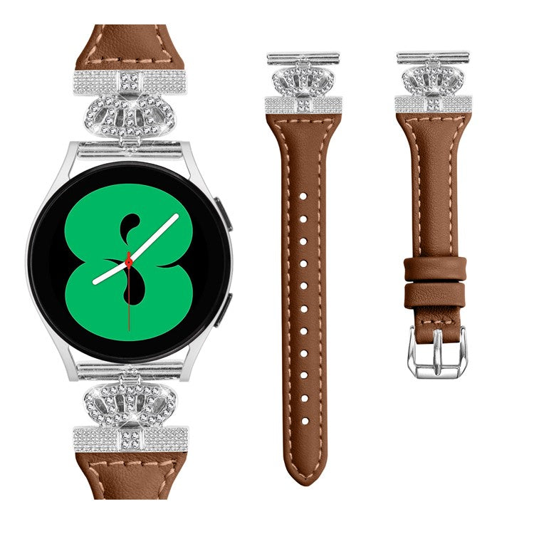 Silver Buckle 20mm Strap for Samsung Galaxy Watch3 41mm  /  Watch4  /  Watch5  /  Watch4 Classic  /  Watch4 Active  /  Watch5 Active Watchband - Brown