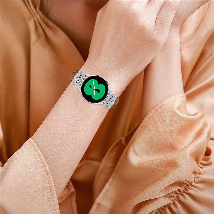 Silver Buckle 20mm Strap for Samsung Galaxy Watch3 41mm  /  Watch4  /  Watch5  /  Watch4 Classic  /  Watch4 Active  /  Watch5 Active Watchband - Brown