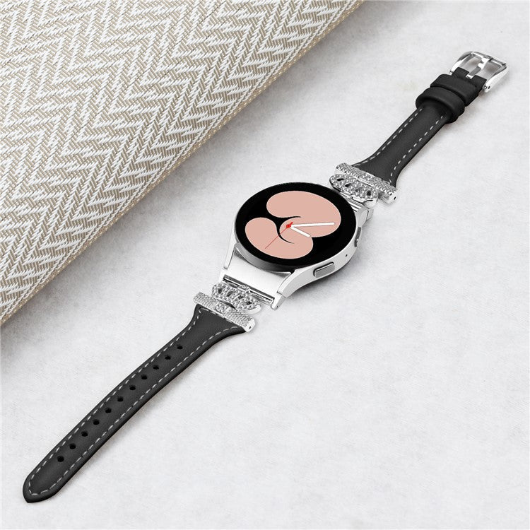 Sliver Buckle Strap for Samsung Galaxy Watch4  /  Watch5  /  Watch4 Classic  /  Watch4 Active  /  Watch5 Active Watch Band Crown Strap - Black