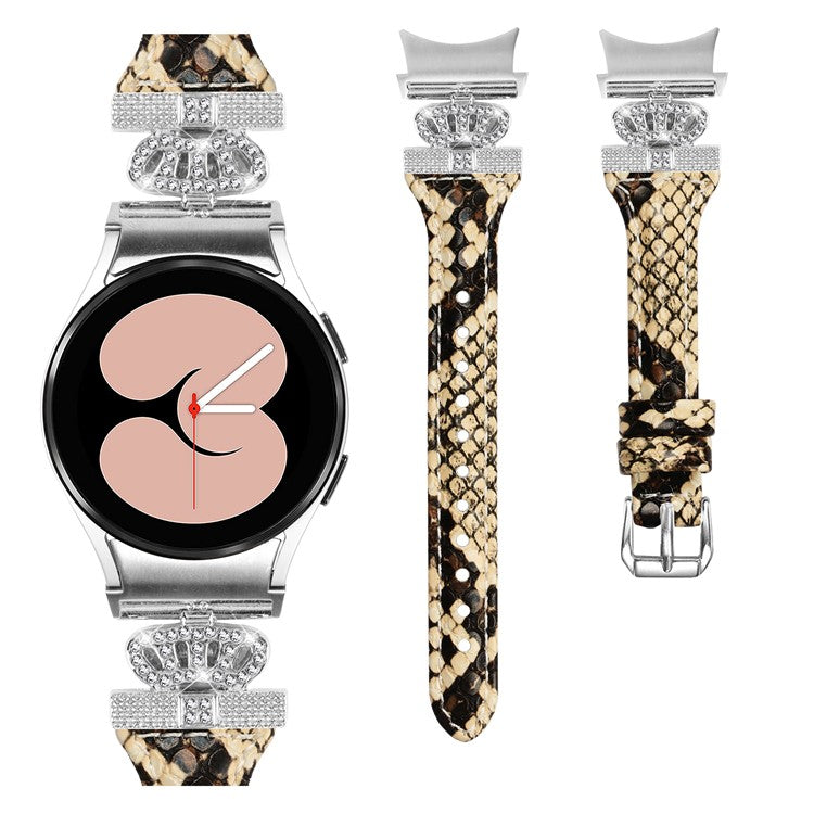 Sliver Buckle Strap for Samsung Galaxy Watch4  /  Watch5  /  Watch4 Classic  /  Watch4 Active  /  Watch5 Active Watch Band Crown Strap - Snake Texture