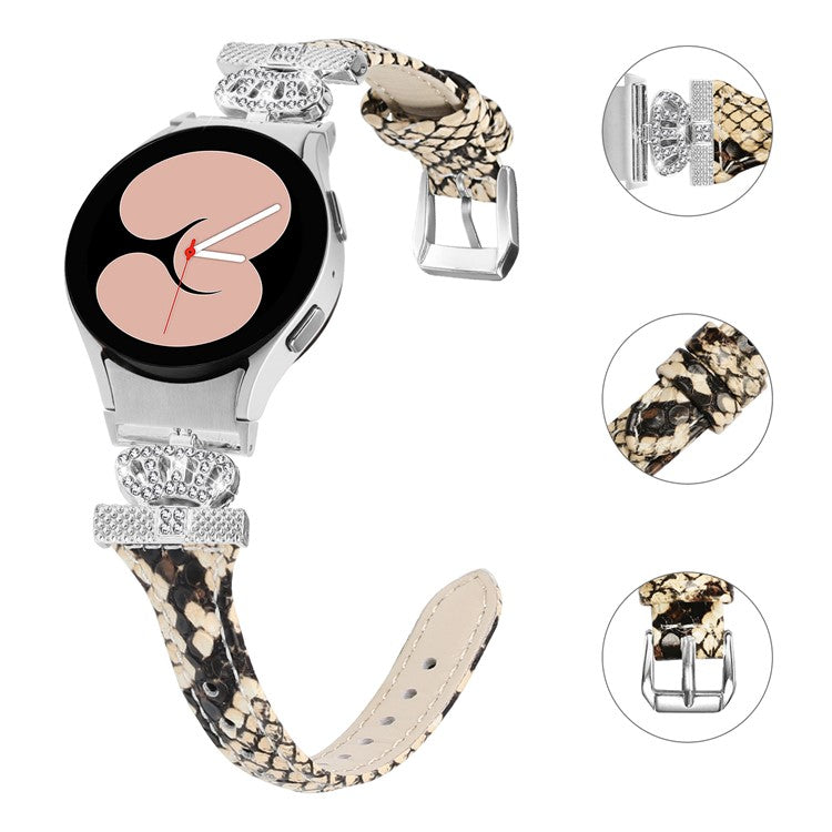 Sliver Buckle Strap for Samsung Galaxy Watch4  /  Watch5  /  Watch4 Classic  /  Watch4 Active  /  Watch5 Active Watch Band Crown Strap - Snake Texture