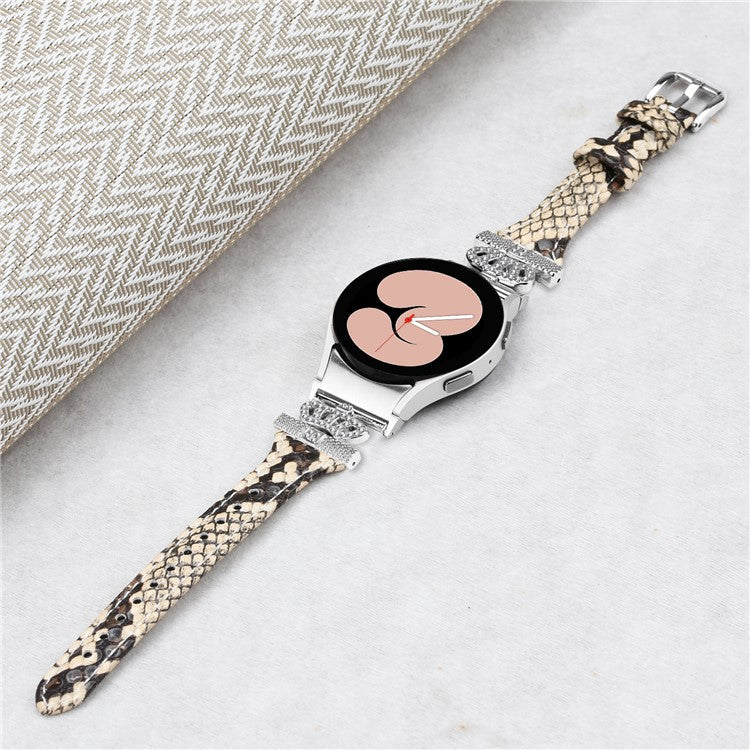 Sliver Buckle Strap for Samsung Galaxy Watch4  /  Watch5  /  Watch4 Classic  /  Watch4 Active  /  Watch5 Active Watch Band Crown Strap - Snake Texture