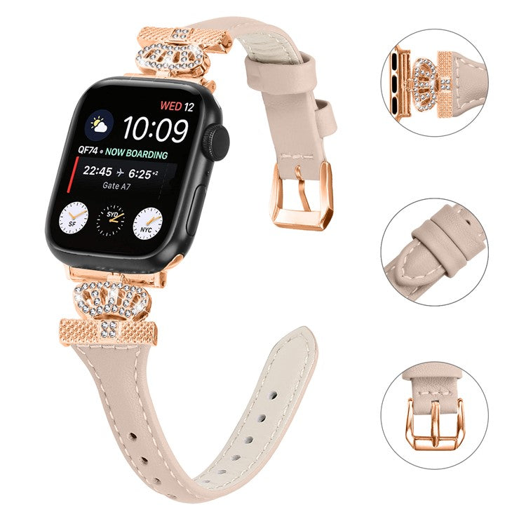 Rose Gold Buckle Wristband for Apple Watch Series 10 46mm / Ultra 2 Ultra 49mm /  Series 9 8 7 45mm / 6 5 4 SE (2023) SE (2022) SE 44mm / 3 2 1 42mm Strap - Apricot