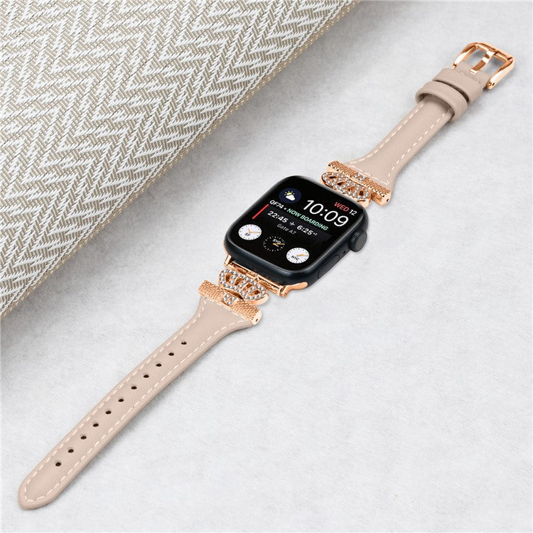 Rose Gold Buckle Wristband for Apple Watch Series 10 46mm / Ultra 2 Ultra 49mm /  Series 9 8 7 45mm / 6 5 4 SE (2023) SE (2022) SE 44mm / 3 2 1 42mm Strap - Apricot