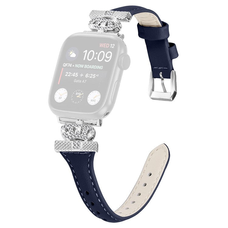 Silver Buckle Band for Apple Watch Series 10 42mm / 9 8 7 41mm / SE (2023) SE (2022) SE 6 5 4 40mm / 3 2 1 38mm Replace Strap - Dark Blue