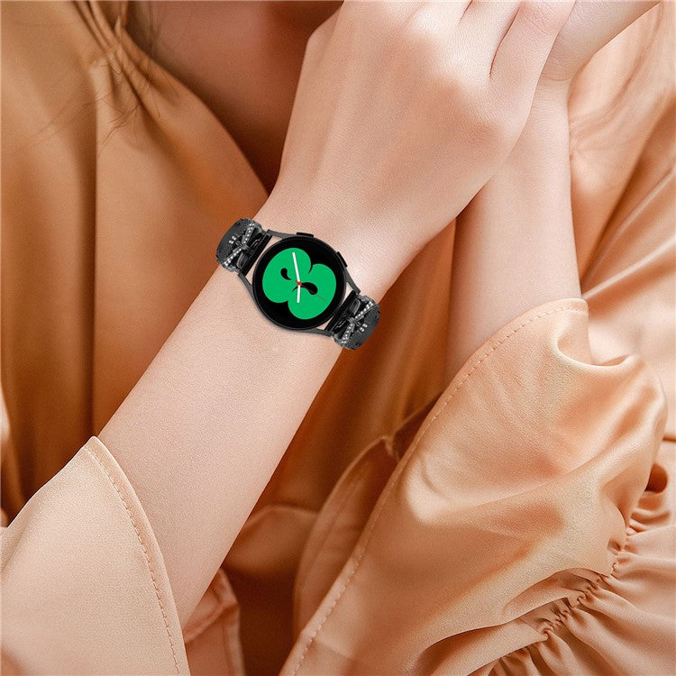 For Huami Amazfit Cheetah Pro Black Buckle 20mm Watch Band Butterfly Rhinestone Watch Strap - Black
