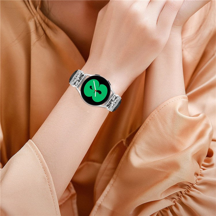 For Huami Amazfit Cheetah Pro Silver Buckle Watch Band 20mm Butterfly Connector Wrist Strap - Black