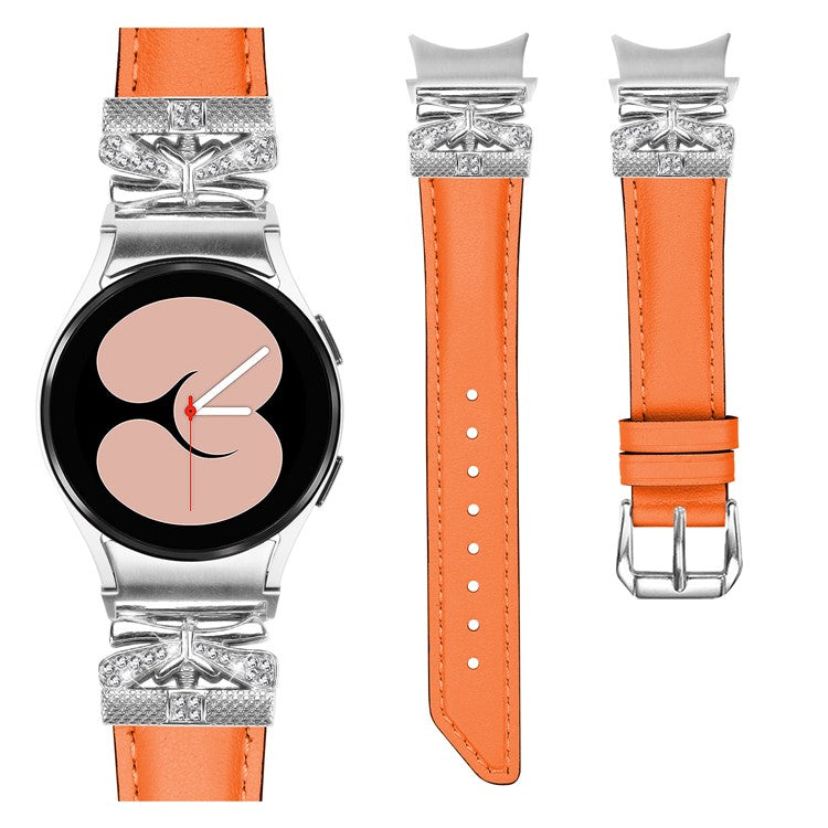 Silver Buckle Butterfly Decor Strap for Samsung Galaxy Watch4  /  Watch5  /  Watch4 Classic  /  Watch4 Active  /  Watch5 Active Wristband - Orange