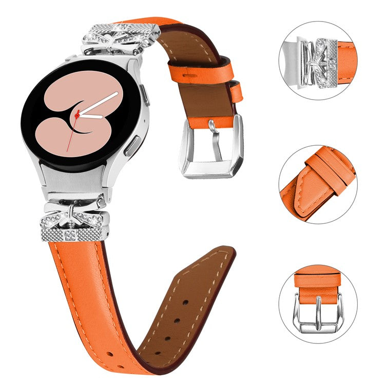 Silver Buckle Butterfly Decor Strap for Samsung Galaxy Watch4  /  Watch5  /  Watch4 Classic  /  Watch4 Active  /  Watch5 Active Wristband - Orange