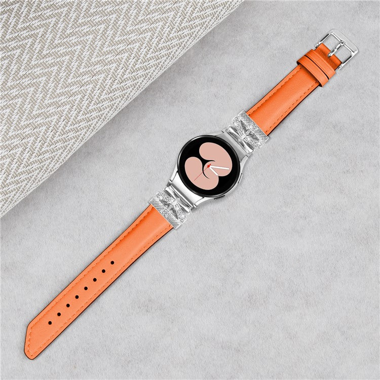 Silver Buckle Butterfly Decor Strap for Samsung Galaxy Watch4  /  Watch5  /  Watch4 Classic  /  Watch4 Active  /  Watch5 Active Wristband - Orange