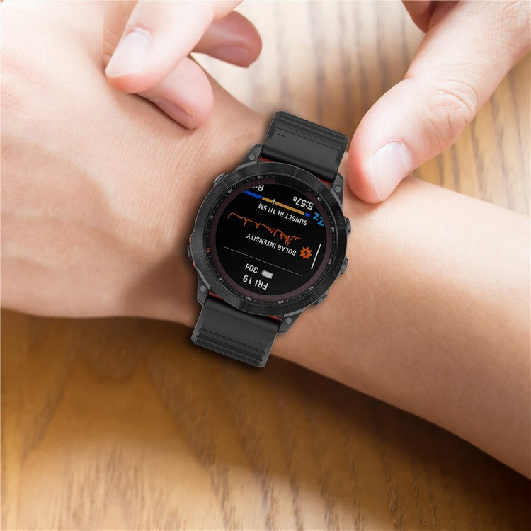 For Garmin Fenix 7X Pro Watch Bands Horizontal Stripes Silicone Dual-color Strap - Red / Black